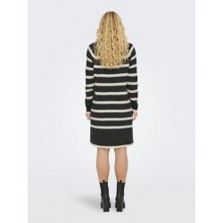 JDY Miley Stribet Strikkjole - Dark Grey Melange