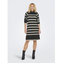 JDY Miley Stribet Strikkjole - Dark Grey Melange