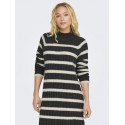 JDY Miley Stribet Strikkjole - Dark Grey Melange