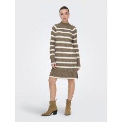 JDY Miley Stribet Strikkjole - Malt Ball