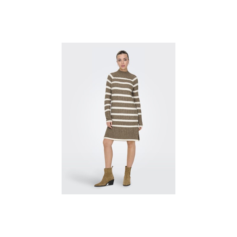 JDY Miley Stribet Strikkjole - Malt Ball