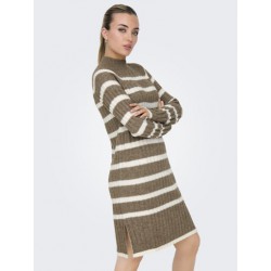 JDY Miley Stribet Strikkjole - Malt Ball