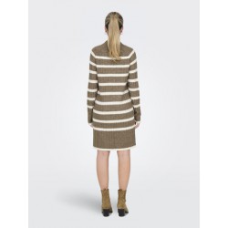 JDY Miley Stribet Strikkjole - Malt Ball