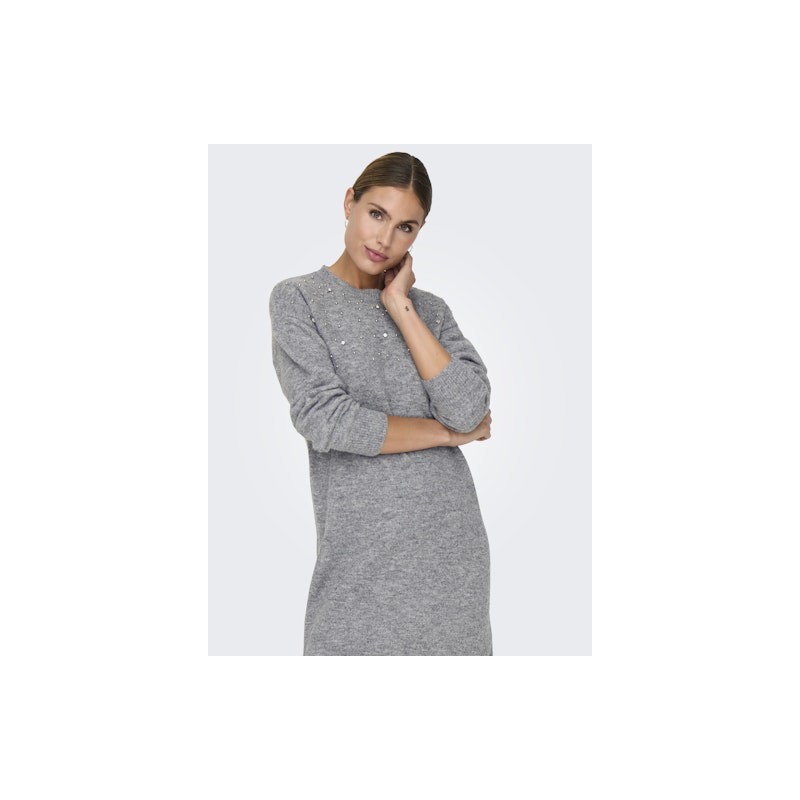 JDY Nami Life Strikkjole - Dark Grey Melange