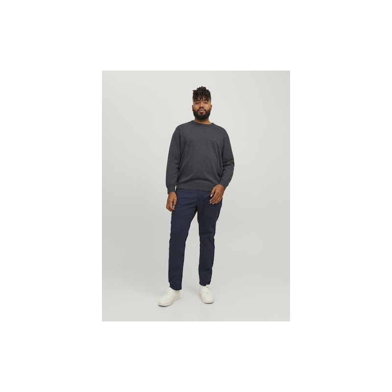 JACK & JONES Plus Basic Strik Sweater - Dark Grey Melange