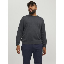 JACK & JONES Plus Basic Strik Sweater - Dark Grey Melange