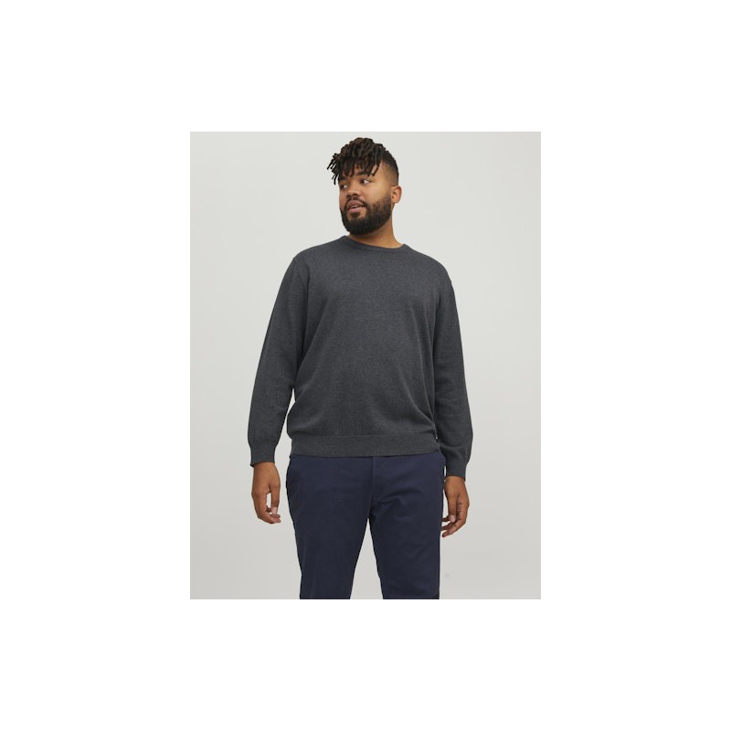 JACK & JONES Plus Basic Strik Sweater - Dark Grey Melange