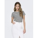 JDY Solar Top - Cloud Dancer / Black Stripes