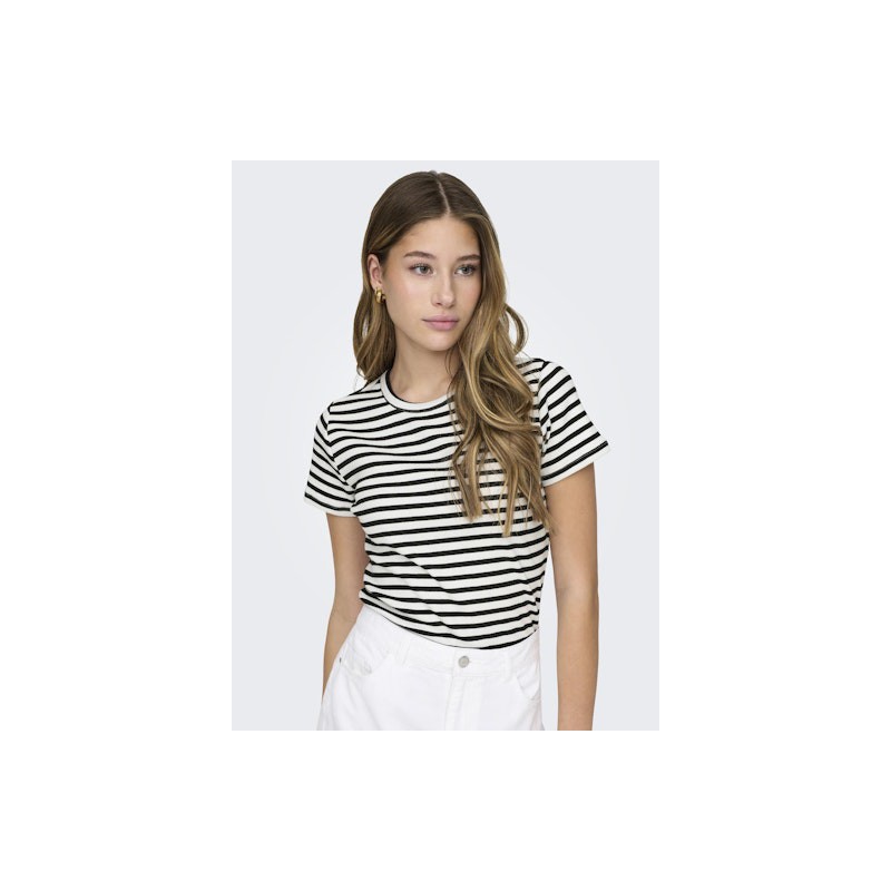 JDY Solar Top - Cloud Dancer / Black Stripes