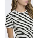 JDY Solar Top - Cloud Dancer / Black Stripes