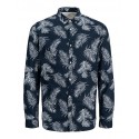 JACK & JONES Leaf Langærmet Hør Skjorte - Navy Blazer