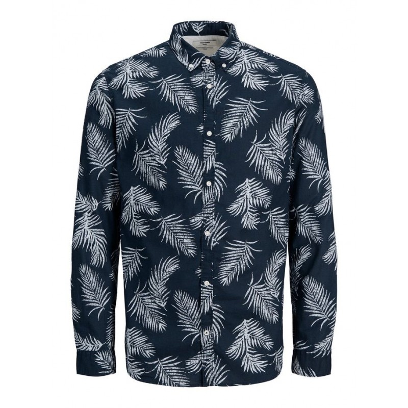 JACK & JONES Leaf Langærmet Hør Skjorte - Navy Blazer