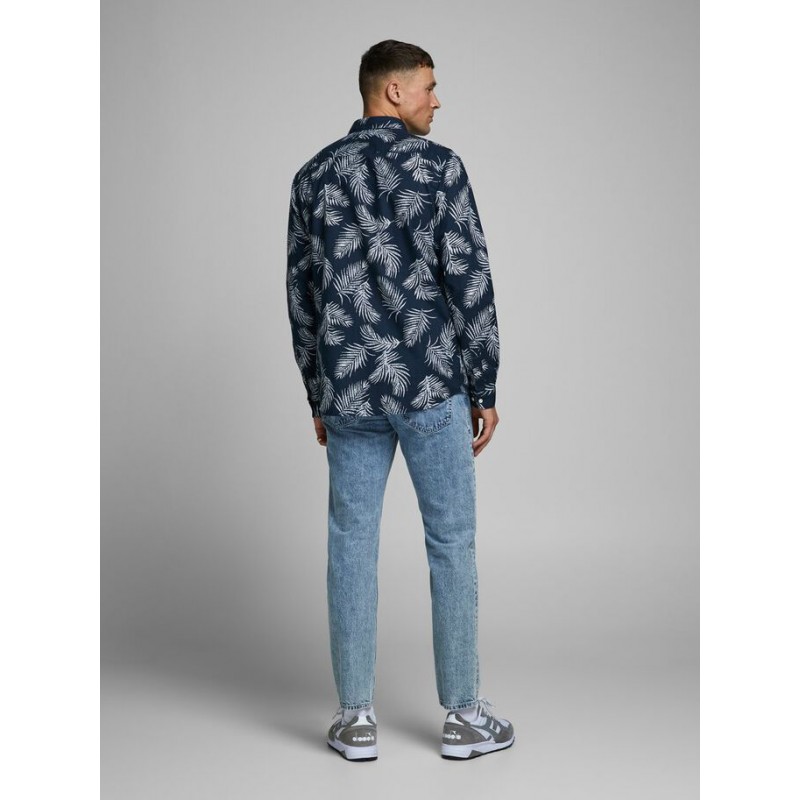 JACK & JONES Leaf Langærmet Hør Skjorte - Navy Blazer