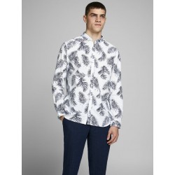 JACK & JONES Leaf Langærmet Hør Skjorte - Hvid