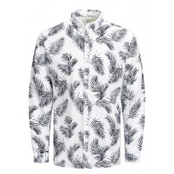 JACK & JONES Leaf Langærmet Hør Skjorte - Hvid