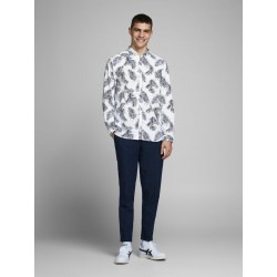 JACK & JONES Leaf Langærmet Hør Skjorte - Hvid