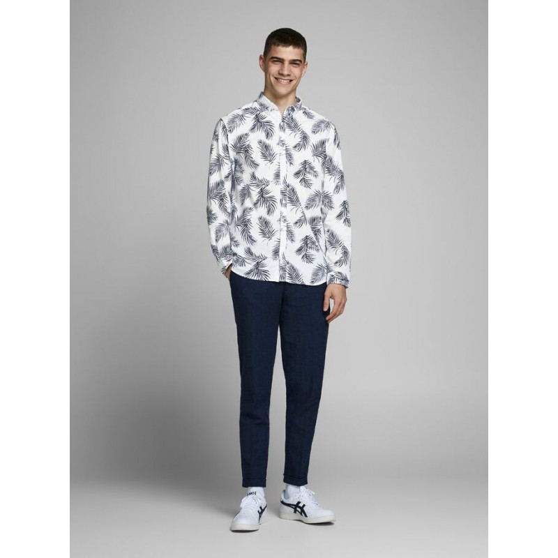 JACK & JONES Leaf Langærmet Hør Skjorte - Hvid
