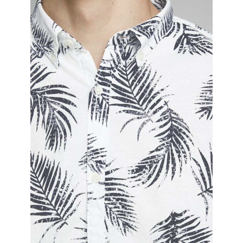 JACK & JONES Leaf Langærmet Hør Skjorte - Hvid