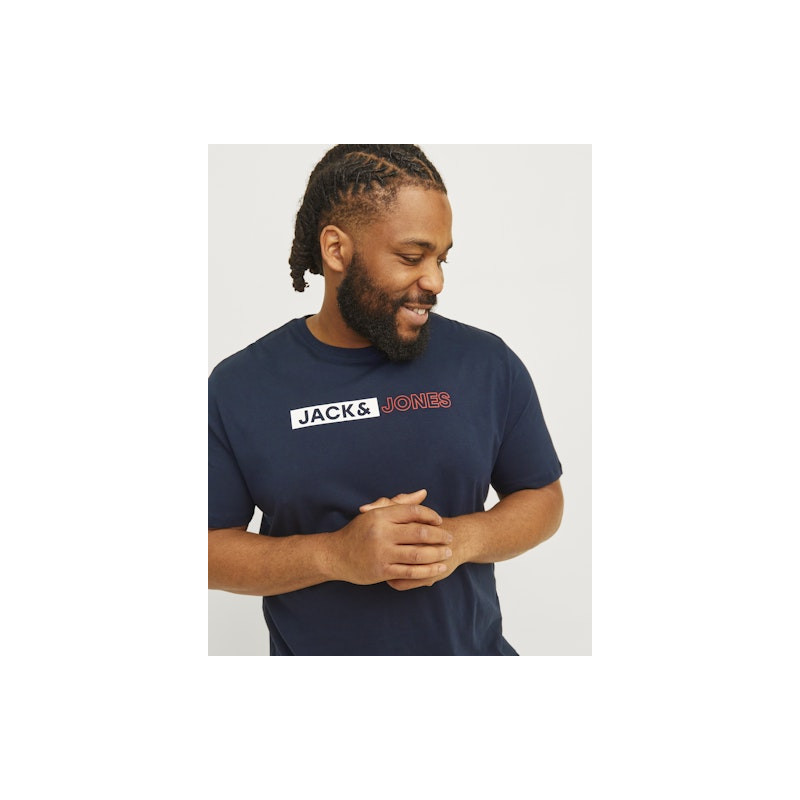 JACK & JONES Plus Ecorp Logo T-shirt - Navy Blazer