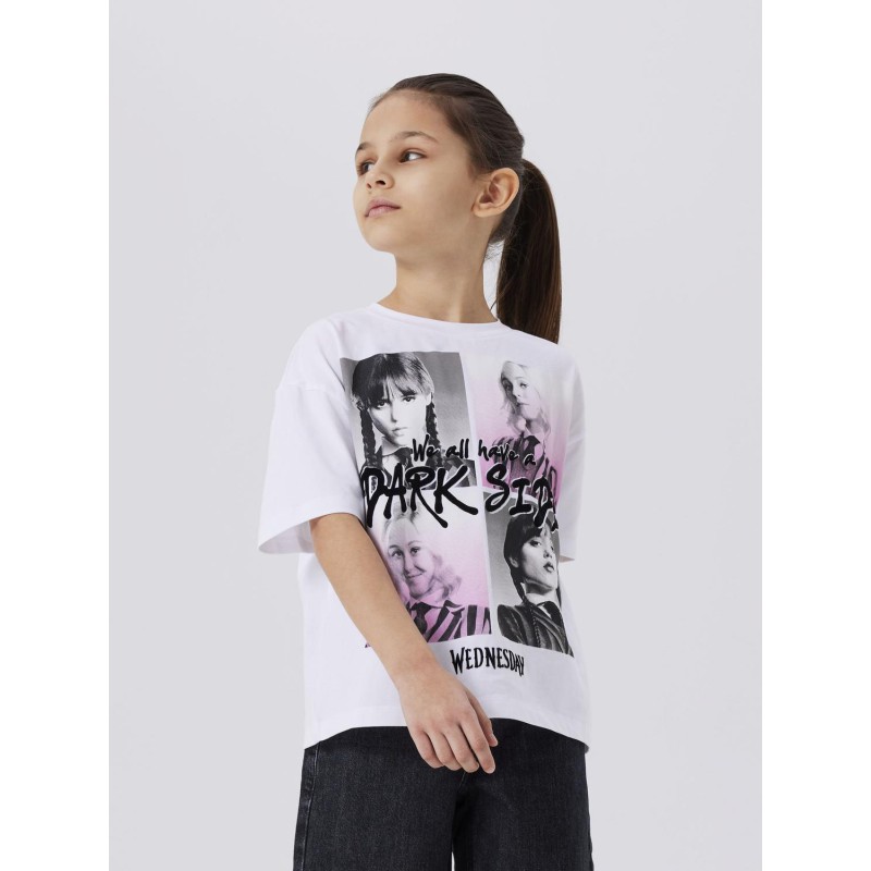 NAME IT Nkfoxa Wednesday Kortærmet Rlx Top Box Sky - Bright Hvid