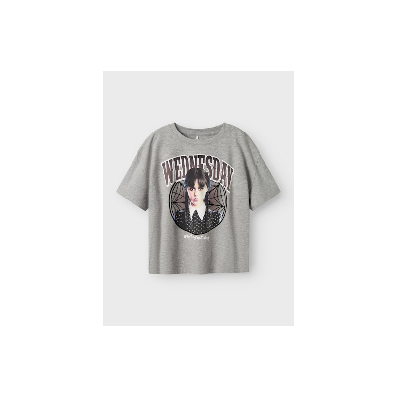 NAME IT KIDS Foxa Wednesday T-shirt - Grey Melange