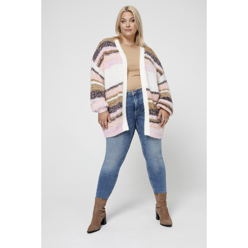 ONLY CARMAKOMA Alyssa Life Strik Cardigan - Whitecap Gray