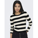 JDY Plum Stribet Strik Bluse - BLack/Eggnogg