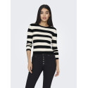 JDY Plum Stribet Strik Bluse - BLack/Eggnogg