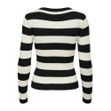 JDY Plum Stribet Strik Bluse - BLack/Eggnogg