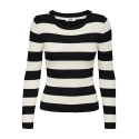 JDY Plum Stribet Strik Bluse - BLack/Eggnogg
