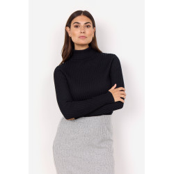 SOYA CONCEPT Dollie Ribstrikket Bluse - Sort