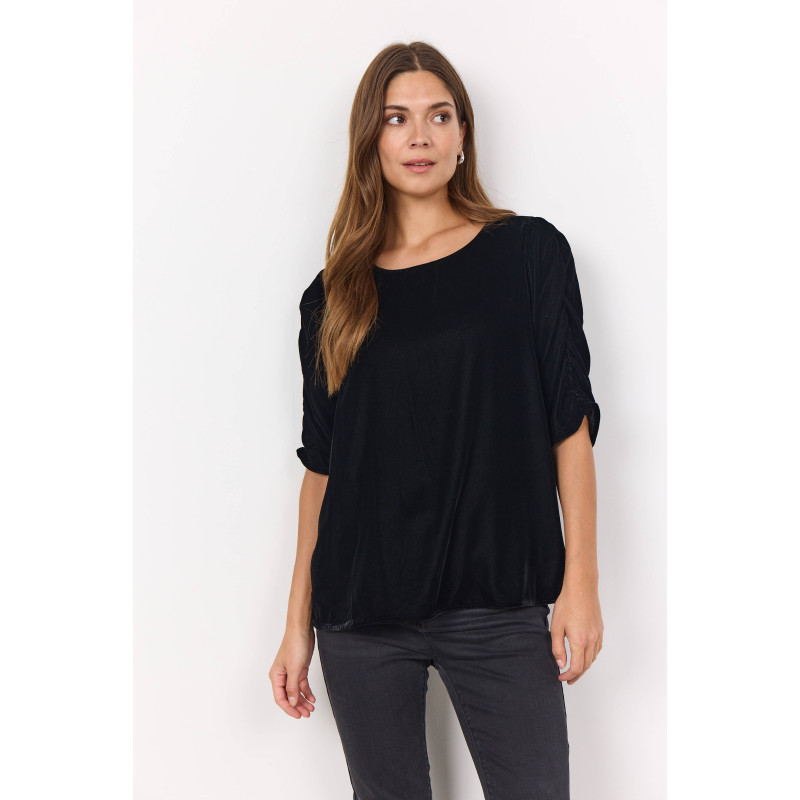 SOYA CONCEPT Nicole Velour Bluse - Sort
