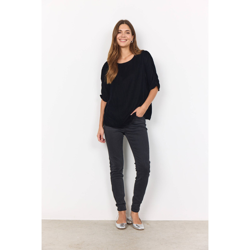SOYA CONCEPT Nicole Velour Bluse - Sort