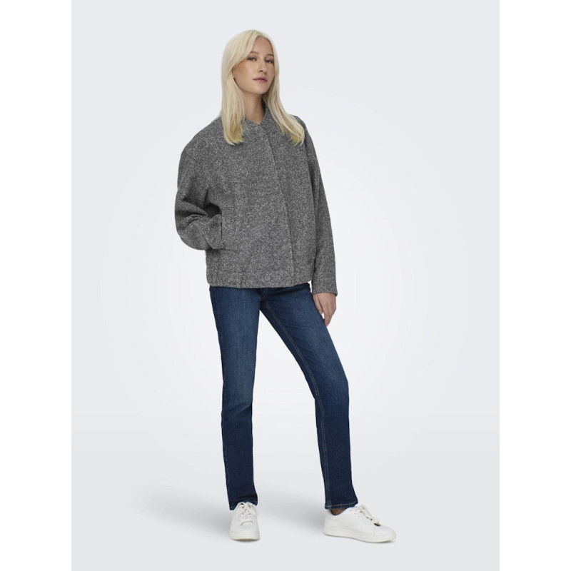 ONLY Gaia Boucle Bomber Jakke - Dark Grey Melange