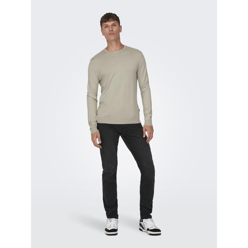 ONLY & SONS Wyler L/S Striktrøje - Silver Lining