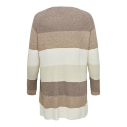 ONLY CARMAKOMA Atija Langærmet Stripe Digan Knt - Cappuccino