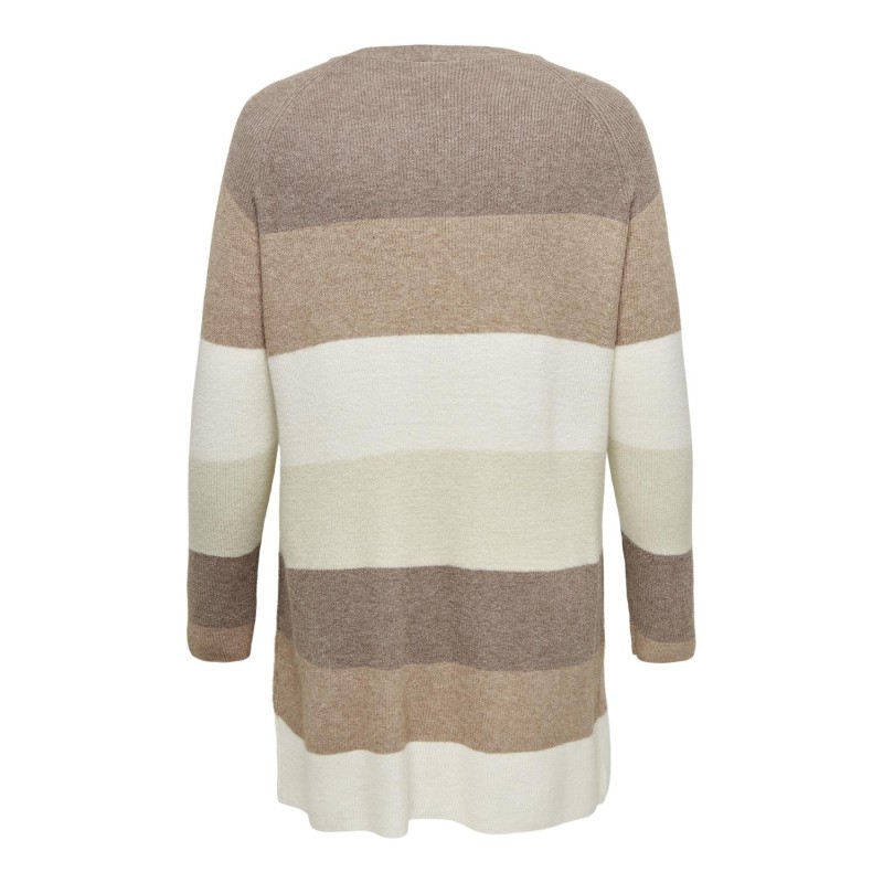 ONLY CARMAKOMA Atija Langærmet Stripe Digan Knt - Cappuccino