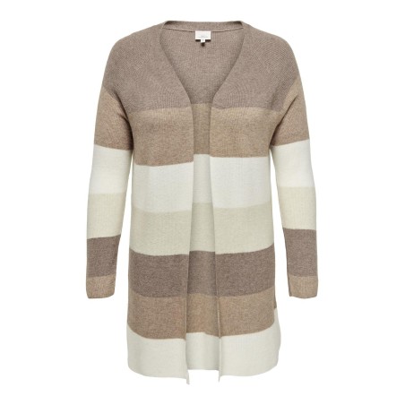 ONLY CARMAKOMA Atija Langærmet Stripe Digan Knt - Cappuccino