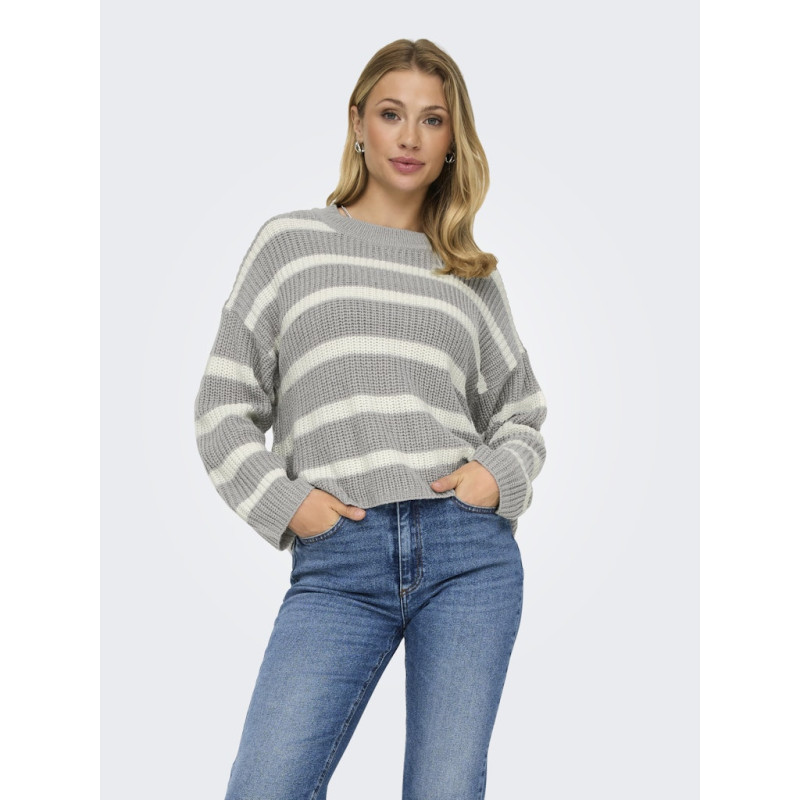 JDY Justy Stribede Strik Pullover - Formal Gray