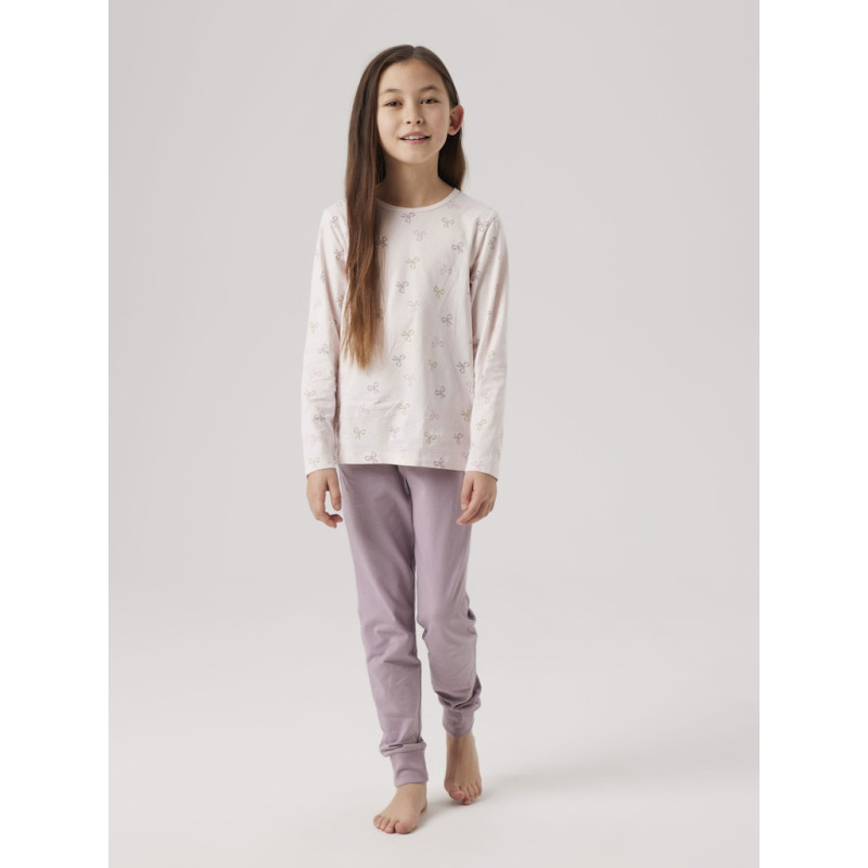 NAME IT Kids Nattøjssæt Pink Sløjfer - Barely Pink