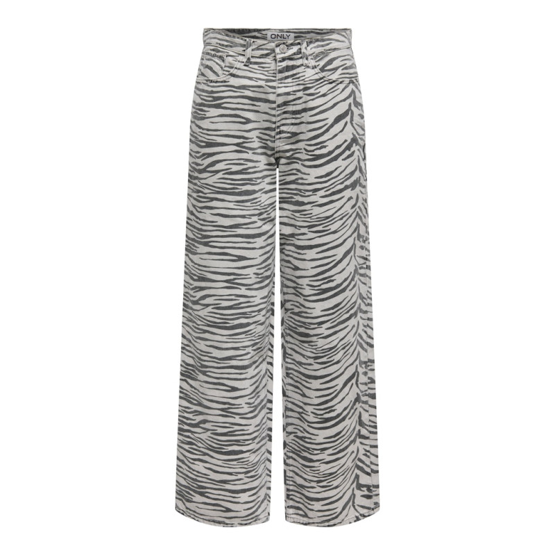 ONLY Hope HW Wide Zebra Stribede Jeans - Light Grey Melange