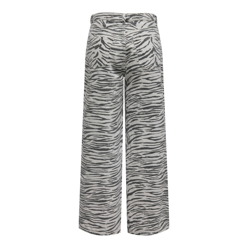 ONLY Hope HW Wide Zebra Stribede Jeans - Light Grey Melange