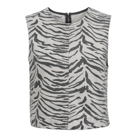 ONLY Dorsi Zebra Denim Top - Light Grey Denim