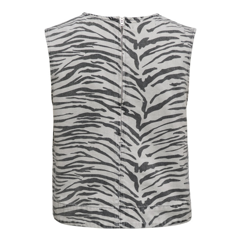 ONLY Dorsi Zebra Denim Top - Light Grey Denim