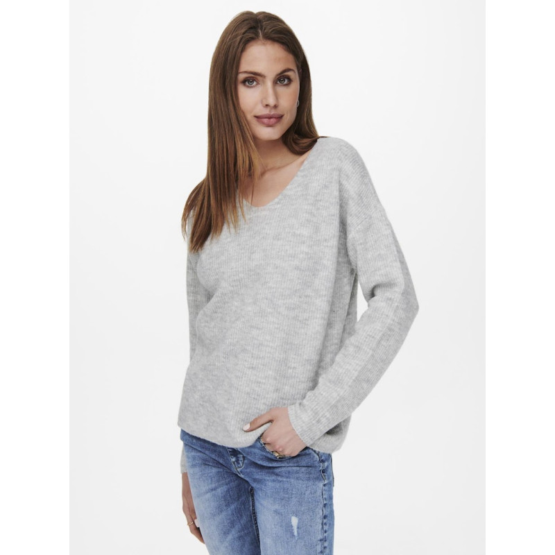 ONLY Camilla Strik Pullover - Light Grey Melange
