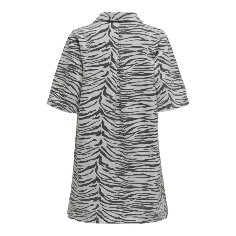 ONLY Gry Zebra Denim Kjole - Light Grey Denim