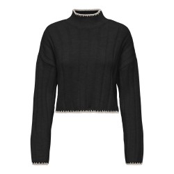 ONLY Chick Stitch Langærmet Highneck Knt - Sort
