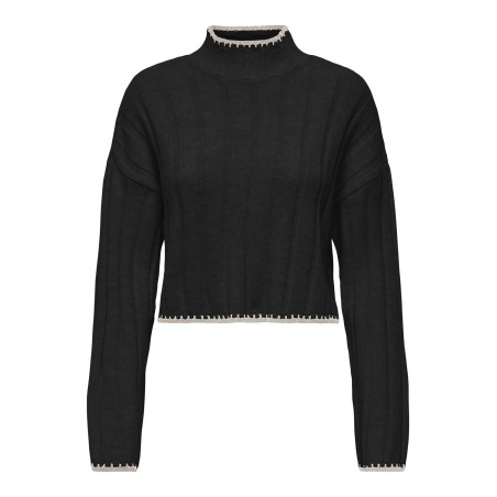 ONLY Chick Stitch Langærmet Highneck Knt - Sort