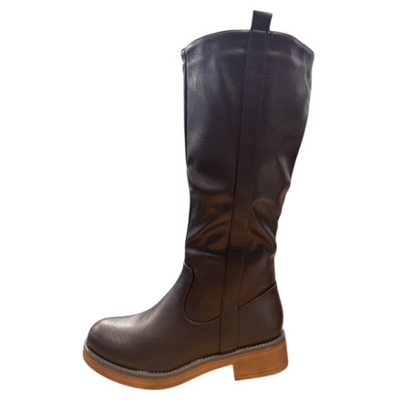 Lang Støvle Med Zip - Dark Brown