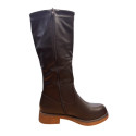 Lang Støvle Med Zip - Dark Brown